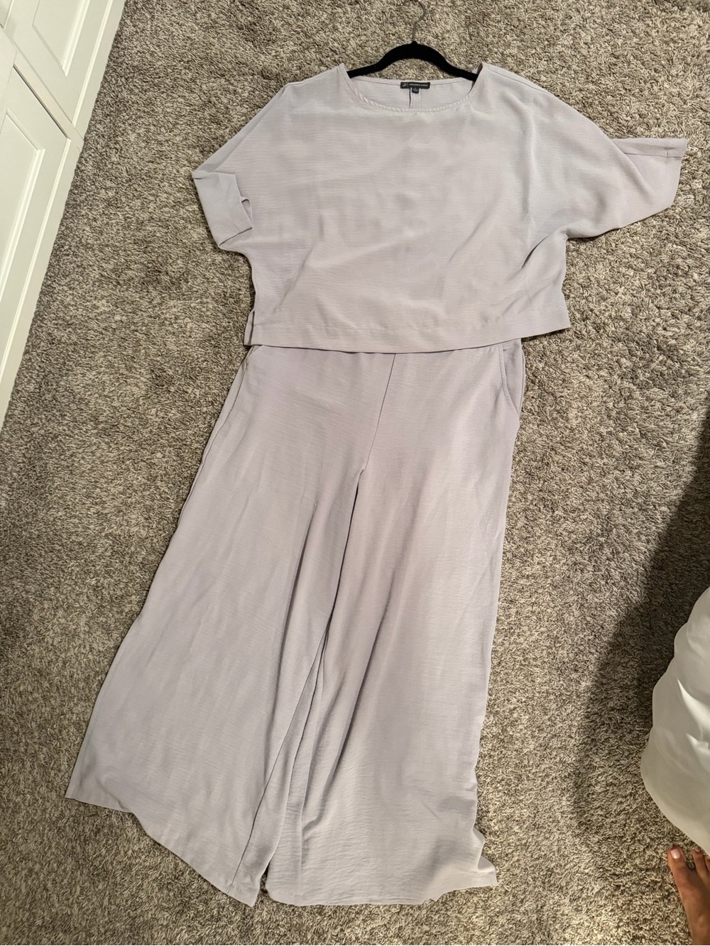 Adrianna Papell Light Gray Wide Leg Jumpsuit Set